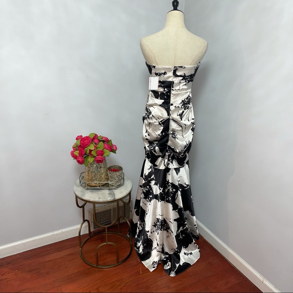 # Davids Bridal Strapless Sequined Chest Black & White Gown / Maxi Dress Size 7 - Picture 9 of 17